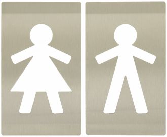 Nerezové cedulky WC Ženy a WC Muži - prohnuté